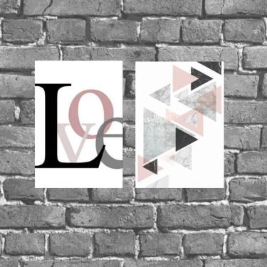 Imagem de Kit 2 Placas Decorativas Love Geométrico 18x27cm