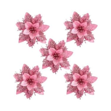 Imagem de Decorações De Árvore De Natal Com Flores Brilhantes Flores Artificiais
