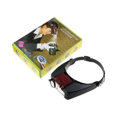 Imagem de Lupa De Cabeça Iluminada Com 2 Luzes LED Para Reparos Em Placas De Cir