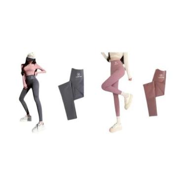 Imagem de Leggings Pretas Femininas De Cintura Alta M-XL, Calças Shark Com Efeit