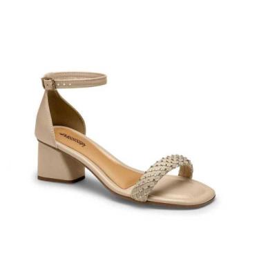 Imagem de Sandália Feminina Mississipi Salto Baixo Blocado, Bege, 38