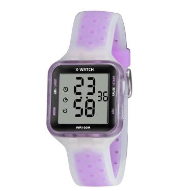 Imagem de Relógio X-Watch Feminino Ref: Xlppd068 Bxbl Retangular Digital Lilás Translúcido