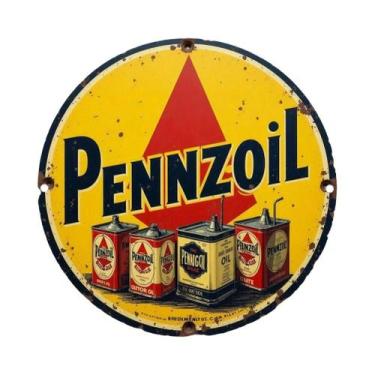 Imagem de Placa De Publicidade Vintage Pennzoil Para Óleo De Motor, Arte De Pare