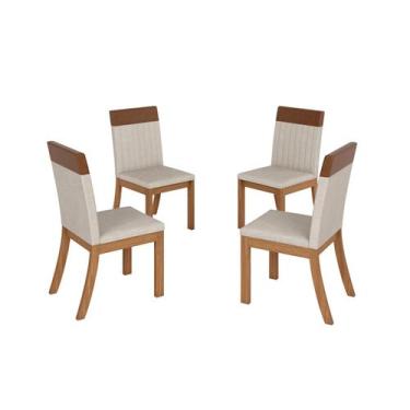 Imagem de Kit 04 Cadeiras Estofadas para Mesa de Jantar Isa Plus S43 Nature Cora