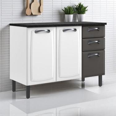 Imagem de Balcão Cozinha em Aço 3 Portas e 2 Gavetas 120cm com Tampo New Premium