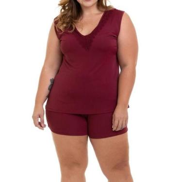 Imagem de Pijama Curto Regata Vinho Liganete Sepie 1051-PL Plus Size, 54, Vinho