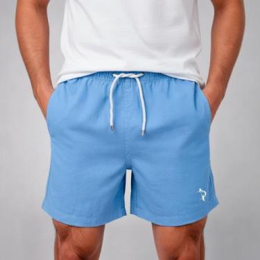 Imagem de Bermuda de Linho Mauricinho Short Praia Masculino Com Bolsos Elastico 