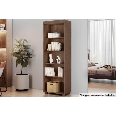 Imagem de Estante Livreiro Milão Solteiro com 4 Prateleiras em MDF Cacau para Ambiente Moderno
