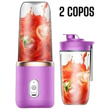 Imagem de Espremedor Portátil OEM Popyo Mini Liquidificador 400 ml 6 Lâminas Inox Lilás com Copo PC USB 110V