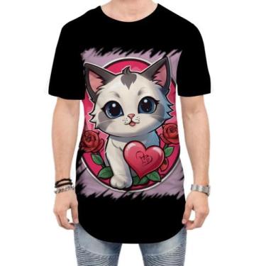 Imagem de Camiseta Longline Dia dos Namorados Gatinho 2 - Kasubeck Store®, G