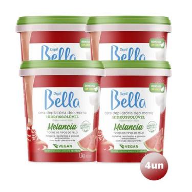 Imagem de Kit 4un Cera Depilatoria Hidrossoluvel Melancia 1,3kg - DEPIL BELLA