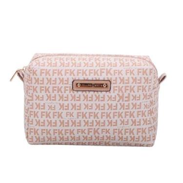 Imagem de Necessaire Feminina Fellipe Krein Fk659 Monograma Luxo, Nude