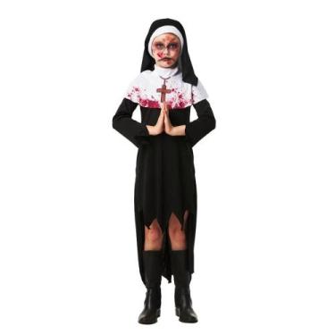 Imagem de Fantasia Freira Infantil de Halloween Com Sangue e Véu - Fantasias Car