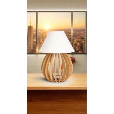 Imagem de Abajur Moderna De Madeira Para Decoração Quarto Sala Criado Cabeceira 