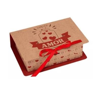 Imagem de Caixa livro c/ berco - contem amor - pct c/ 10 unidades - Ideia Embala