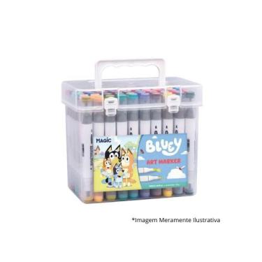 Imagem de Kit Bluey 24 Cores Art Marker - Canetas de Ponta Dupla com E - Magic K