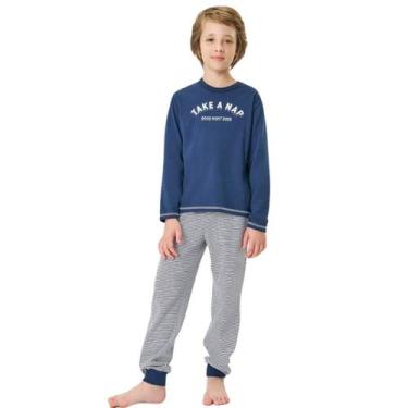 Imagem de Pijama Divertto Manga Longa e Calça Marinho 17732 - Diverttto, 14, Azu