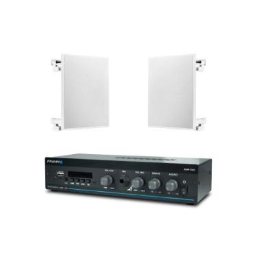 Imagem de Kit Som Ambiente Frahm Slim 1000 G5 com 2 Arandelas 6 Embutir Comércio