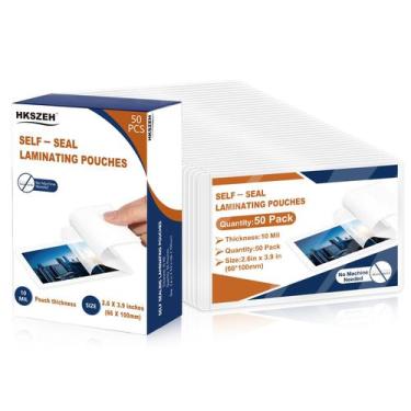 Imagem de Envelopes para laminação HKSZEH 50 unidades 2,6 x 3,9 pol. autoadesivo
