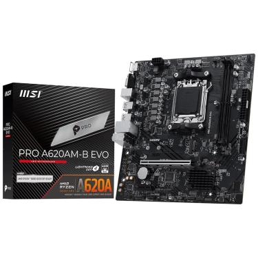 Imagem de Placa Mãe MSI Pro A620AM-B Evo com Socket AM5 e DDR5 Preto com RGB 4x DIMM Pcie 4.0 USB 3.2 Gen 2
