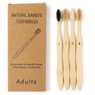 Imagem de Escova de Dentes TIKITAKA FTG Bamboo Kit com 4 Unidades e Variedade de