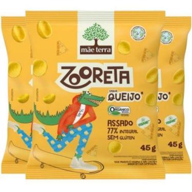 Imagem de Kit Salgadinho Zooreta Mãe Terra Queijo contendo 3 pacotes de 45g cada