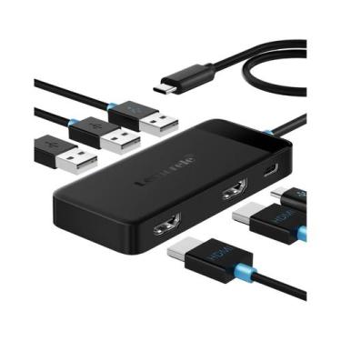 Imagem de Hub USB-C 4K HDMI Duplo Com 100W PD, Estação De Acoplamento Tipo C Par