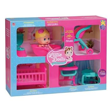 Imagem de Kit Little Dolls: Casinha, Carrinho de Passeio, Bercinho e Acessórios 