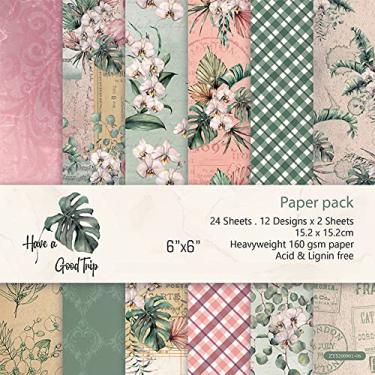 Imagem de Bestgift bloco de papel de scrapbook de um lado, quadrado de 15,24 x 15,24 cm coleção de fundo floral para presentes álbum de fotos de embalagem r projeto de arte e artesanato - 24 folhas