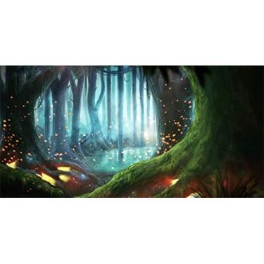 Imagem de Yeele Pano de fundo de floresta de vinil fantasia 2x3 pés para fotografia conto de fadas floresta tropical virgem floresta selva Fairyland Firefly borboleta foto fundo banner infantil cabine de fotos adereços estúdio