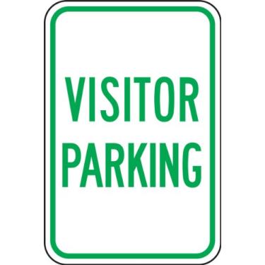 Imagem de Accuform Placa de estacionamento refletiva de alumínio FRP218RA para engenheiro FRP218RA, lenda "Visitor Parking", 45,72 cm de comprimento x 30,48 cm de largura x 0,20 cm de espessura, verde sobre branco