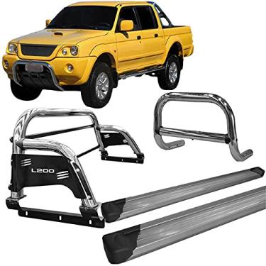 Imagem de Kit Quebra Mato +Estribo Plat +Santo Anto H3 L200 04 CROMADO