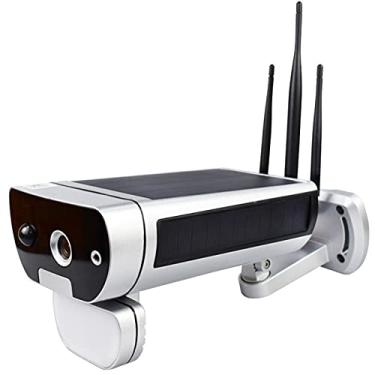 Imagem de Solar da câmara de segurança, Solar Powered WiFi Segurança Camera Outdoor, câmera sem fio Vigilância bateria com detecção de movimento, 2-Way de áudio, cor Night Vision