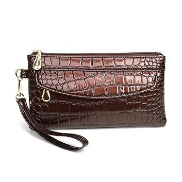 Imagem de Bolsa de mão moderna para noite, bolsa de mão para mulheres, estampa de crocodilo, bolsa de mão casual, Marrom