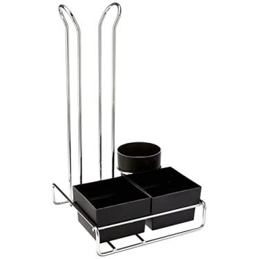 Imagem de Organizador para Copos Descartáveis 50/80ml, Sachês de Açúcar/Adoçante e Mexedor cromado/pretoo - Caffè - Future