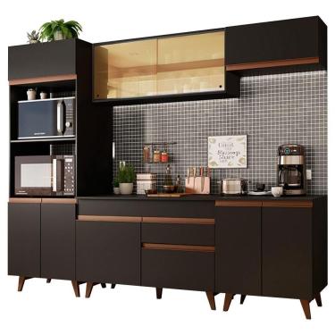 Imagem de Cozinha Completa Reims com Armário e Balcão Preto Madesa