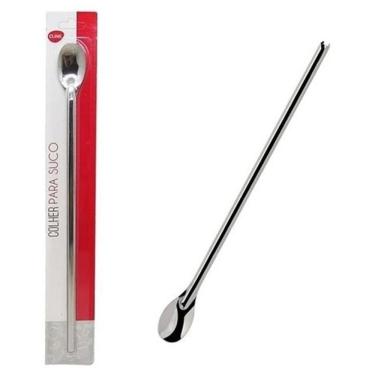 Imagem de Colher Para Mexer Suco Bebidas Copo Jarra Em Aço Inox 30,5Cm
