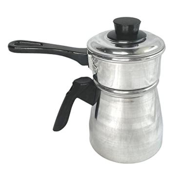 Imagem de Genérico Cuscuzeiro Individual 2 em 1 Porção Única Cozi Vapore Caneco Leiteira 1L Com 2 Tampas (Polido)