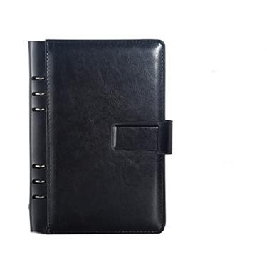 Imagem de Caderno corporativo de couro preto de negócios A5, material de escritório A6 B5 Anel planejador diário, tudo preto A5