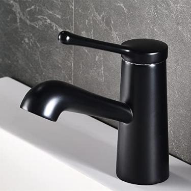 Imagem de Torneiras de bacia de níquel escovado Torneiras Torneiras de pia de banheiro de manípulo único furo torneira torneiras de bacia quente frio misturador torneira guindaste, 855872 preto, china