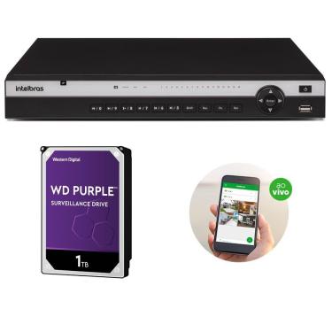 Imagem de Gravador de Vìdeo NVR 16 Canais 4K PoE NVD 3316 P + HD 1 Tera Purple Intelbras