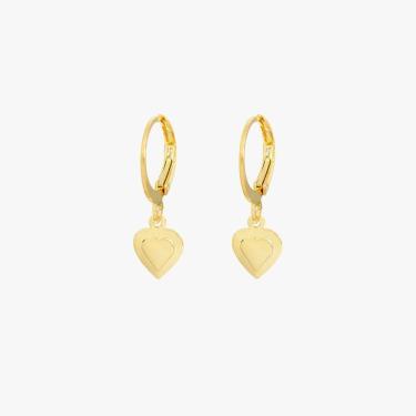 Imagem de Brinco Argola Com Pingente De Coração Banhado A Ouro
