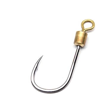 Imagem de Anzóis de pesca 2021 novos ganchos de pesca 10 pçs/lote Alto carbono aço giratória anel giratória casca de colher colher ganchos Acessórios de pesca (Color : 7#)
