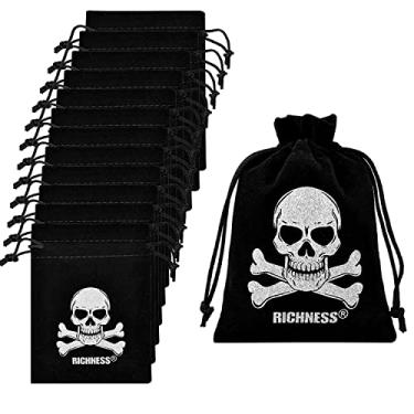 Imagem de Richness Sacos pirata com cordão 11,5 x 8,5 cm de camurça pirata sacos para lembrancinhas de pirata pacote com 12