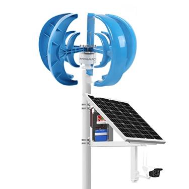Imagem de Gerador de eixo vertical de 12V/24V/48V, gerador de lanterna de dupla camada do tipo de lanterna de 2000w, equipamento de produção de energia do sistema de energia para o Streetlight (5 lâmina 24v),220v