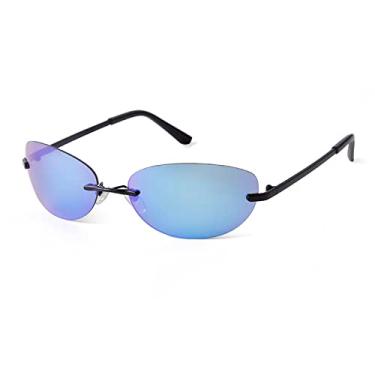 Imagem de Óculos de sol cat eye retangular sem aro masculino design feminino óculos de sol lente prata sem armação óculos óculos, tamanho único