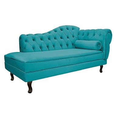 Imagem de Recamier Diana 160cm Lado Esquerdo Suede Azul Turquesa - Doce Sonho Móveis