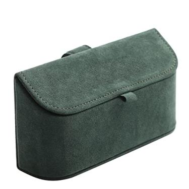 Imagem de Alfanxi Suporte de óculos para viseira de sol de carro, Itália Alcantara material estojo de armazenamento clipe compatível com a maioria dos carros (verde)