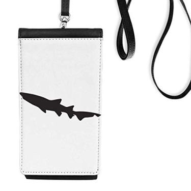 Imagem de Bolsa carteira para celular preta com desenho de peixe e biologia de tubarão preto bolso preto
