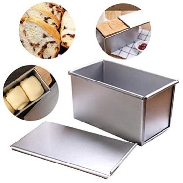 Imagem de Forma de pão com tampa, forma de pão de material de liga de alumínio, caixa de torradas antiaderente com portas de escape Molde de cozimento Torrada de bolo Forma de pão